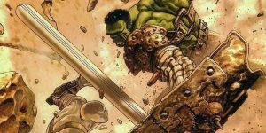 Gladiator Hulk fights Silver Surfer