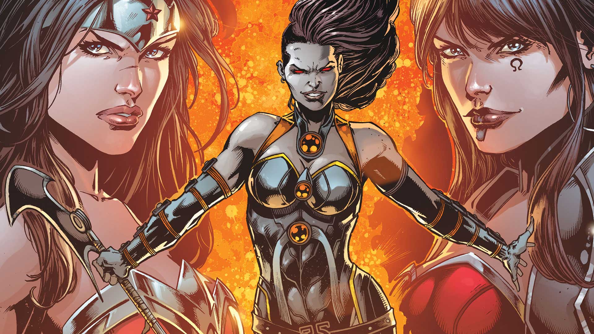 Grail Daughter Of Darksied Fights the Justice League