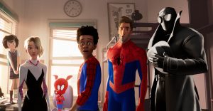 spiderman into the spiderverse miles morales spider gwen gwen stacy noir peter parker spider pig ending explained easter eggs trivia suits