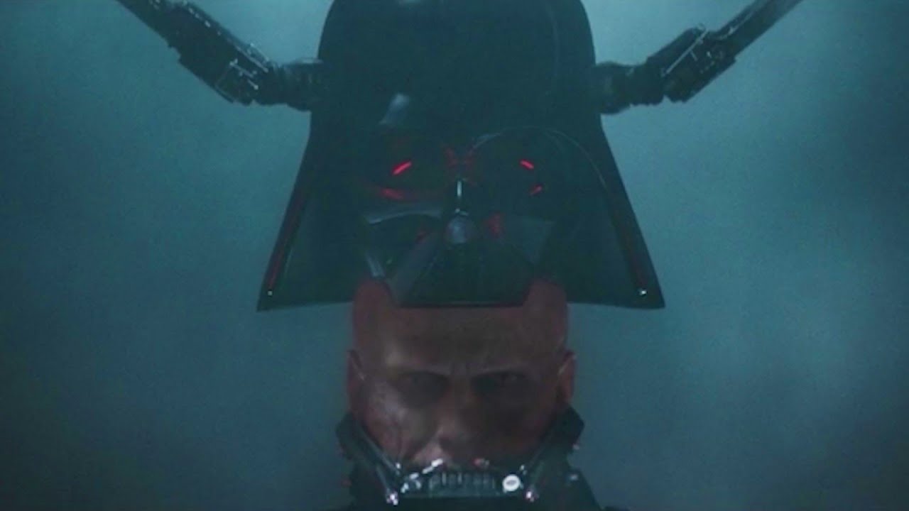 Darth Vader helmet bring fixed to Anakin's head