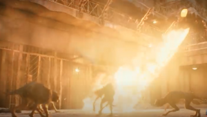 Murray kills Demodogs with flamethrower