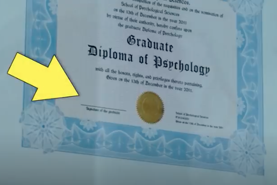 Harrow's diploma is missing a signature